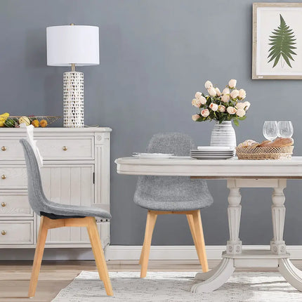 4 Pieces Modern Dining Chair Set with Wood Legs and Fabric Cushion Seat Costway