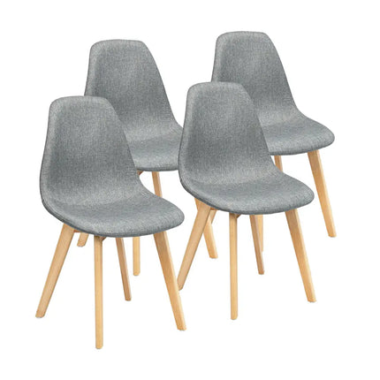 4 Pieces Modern Dining Chair Set with Wood Legs and Fabric Cushion Seat Costway