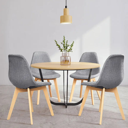 4 Pieces Modern Dining Chair Set with Wood Legs and Fabric Cushion Seat Costway