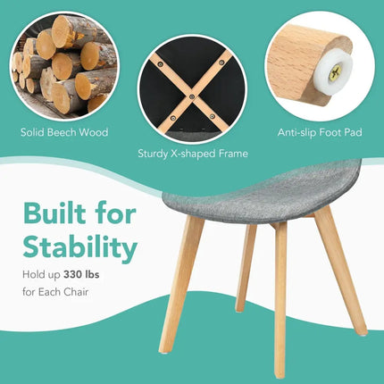 4 Pieces Modern Dining Chair Set with Wood Legs and Fabric Cushion Seat Costway