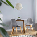 4 Pieces Modern Dining Chair Set with Wood Legs and Fabric Cushion Seat - Gray - Dining Chairs
