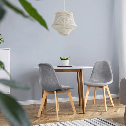 4 Pieces Modern Dining Chair Set with Wood Legs and Fabric Cushion Seat Costway