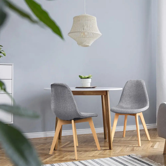 4 Pieces Modern Dining Chair Set with Wood Legs and Fabric Cushion Seat Costway