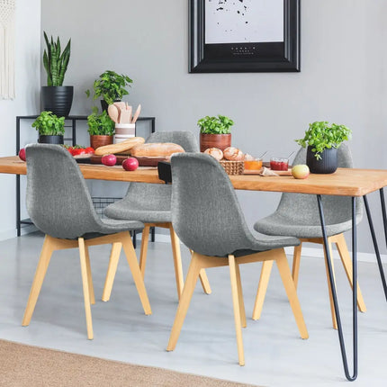 4 Pieces Modern Dining Chair Set with Wood Legs and Fabric Cushion Seat Costway