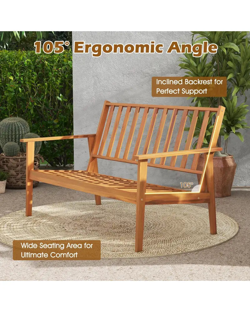 4 Pieces Outdoor Acacia Wood Conversation Set with Soft Cushions and Coffee Table-White - White - Patio Conversation
