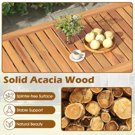 4 Pieces Outdoor Acacia Wood Conversation Set with Soft Cushions and Coffee Table-White - White - Patio Conversation