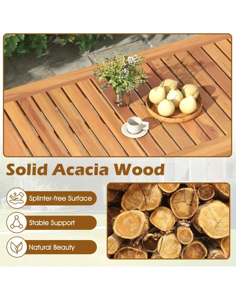 4 Pieces Outdoor Acacia Wood Conversation Set with Soft Cushions and Coffee Table-White - White - Patio Conversation