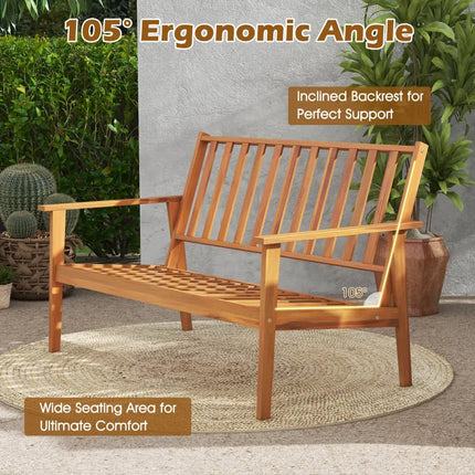 4 Pieces Outdoor Acacia Wood Conversation Set with Soft Cushions and Coffee Table-White - White - Patio Conversation