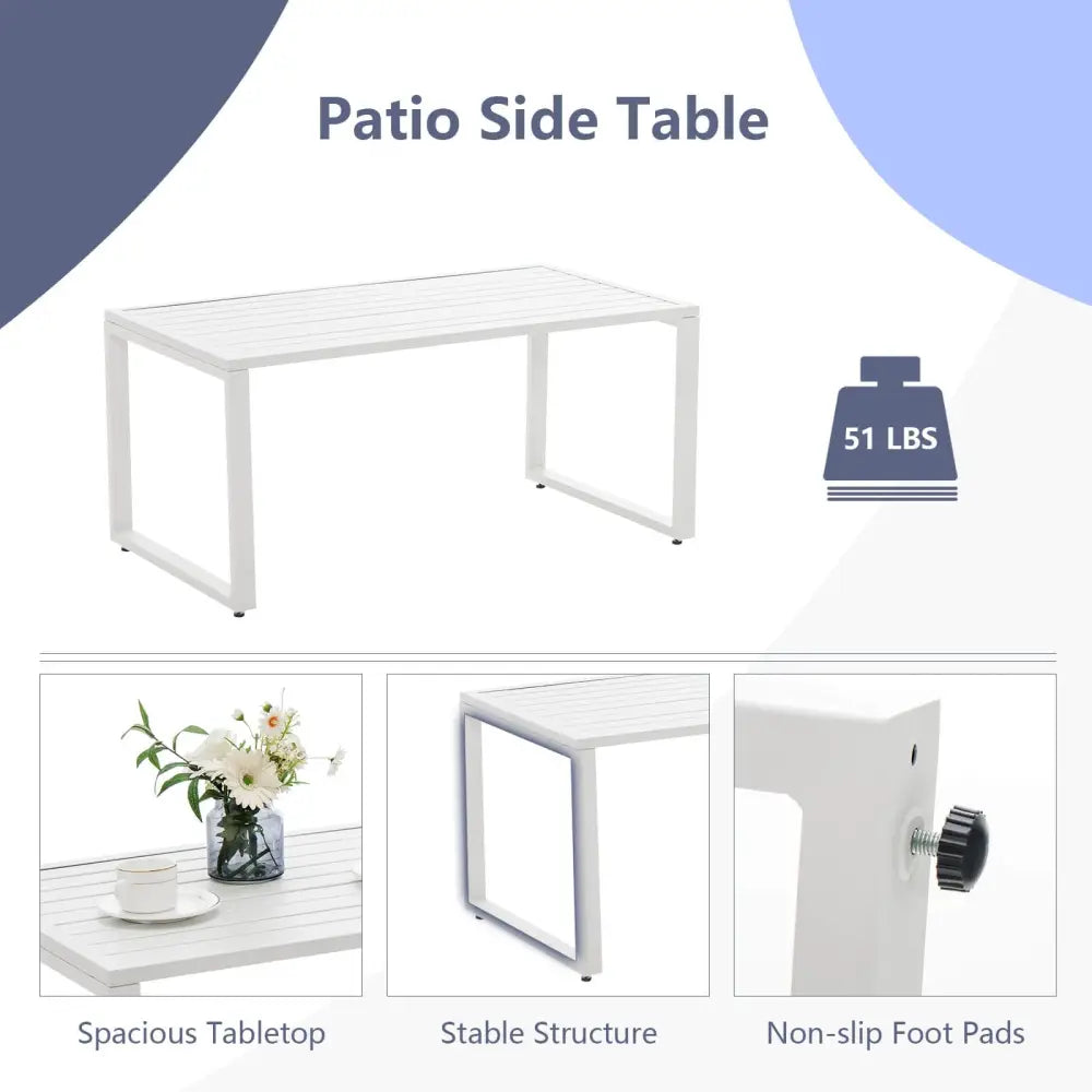 4 Pieces Outdoor Conversation Set with Sturdy Steel Frame - White - Patio Conversation Sets
