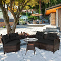 4 Pieces Outdoor Cushioned Rattan Furniture Set-Black - Black - Outdoor Sectionals