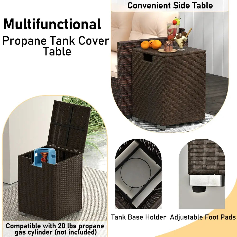 4 Pieces Outdoor Furniture Set with 32 Inch Fire Pit Table and Propane Tank Cover - Patio Conversation Sets