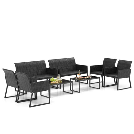 4 Pieces Outdoor Wicker Patio Furniture Set with Quick Dry Foam All Weather for Backyard - Brown - Patio Conversation