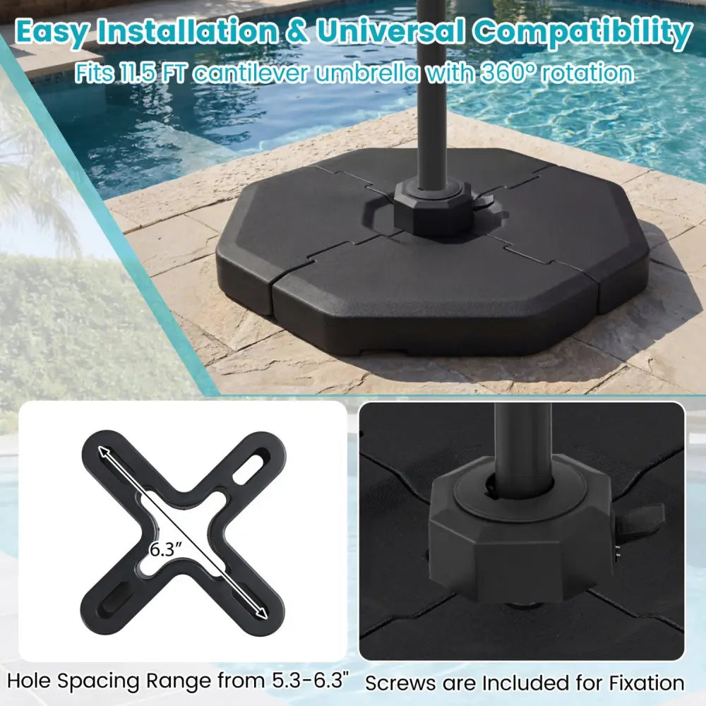 4 Pieces Patio Cantilever Offset Umbrella Weights Base Plate Set - Black - Outdoor Umbrella Bases