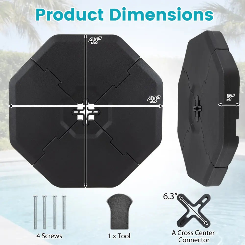 4 Pieces Patio Cantilever Offset Umbrella Weights Base Plate Set - Black - Outdoor Umbrella Bases