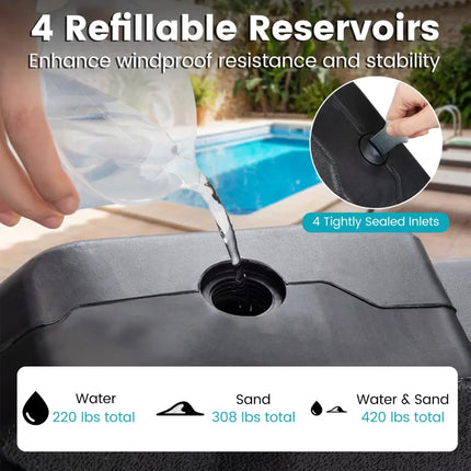 4 Pieces Patio Cantilever Offset Umbrella Weights Base Plate Set - Black - Outdoor Umbrella Bases