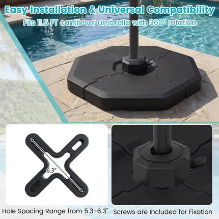 4 Pieces Patio Cantilever Offset Umbrella Weights Base Plate Set - Black - Outdoor Umbrella Bases