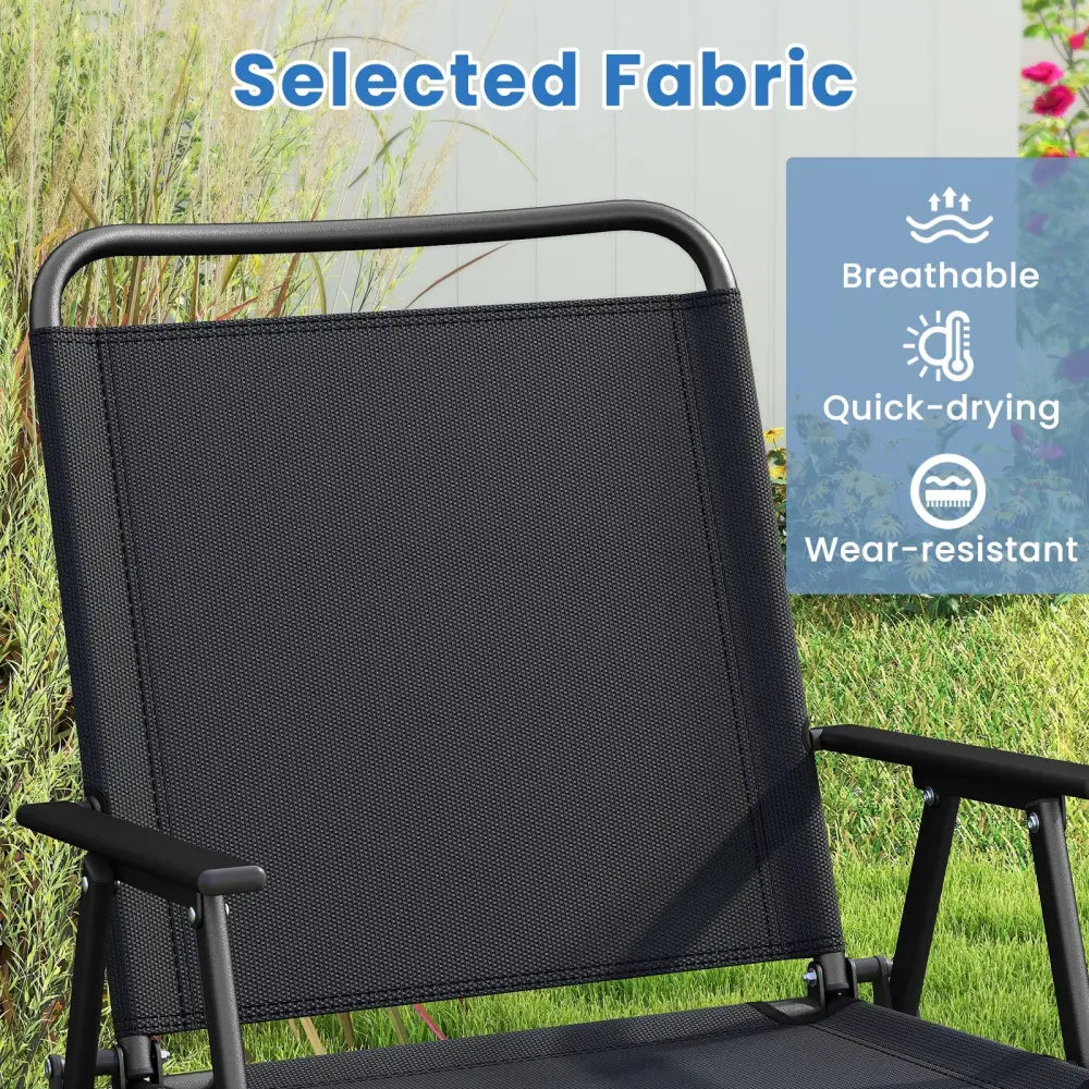 4 Pieces Patio Folding Furniture Set with SPC Coffee Table and Patio Chairs-Black - Black - Patio Conversation Sets