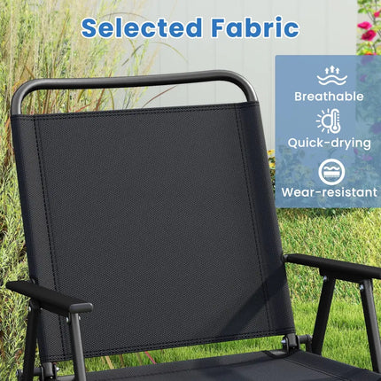 4 Pieces Patio Folding Furniture Set with SPC Coffee Table and Patio Chairs-Black - Black - Patio Conversation Sets