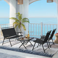 4 Pieces Patio Folding Furniture Set with SPC Coffee Table and Patio Chairs-Black - Black - Patio Conversation Sets