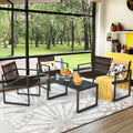 4 Pieces Patio Furniture Conversation Set with Sofa Loveseat - Black - Patio Conversation Sets
