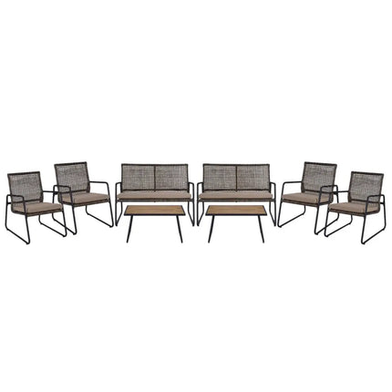 4 Pieces Patio Furniture Set with Acacia Wood Coffee Table and Zippered Cushions-Mix Brown - Brown - Patio Furniture