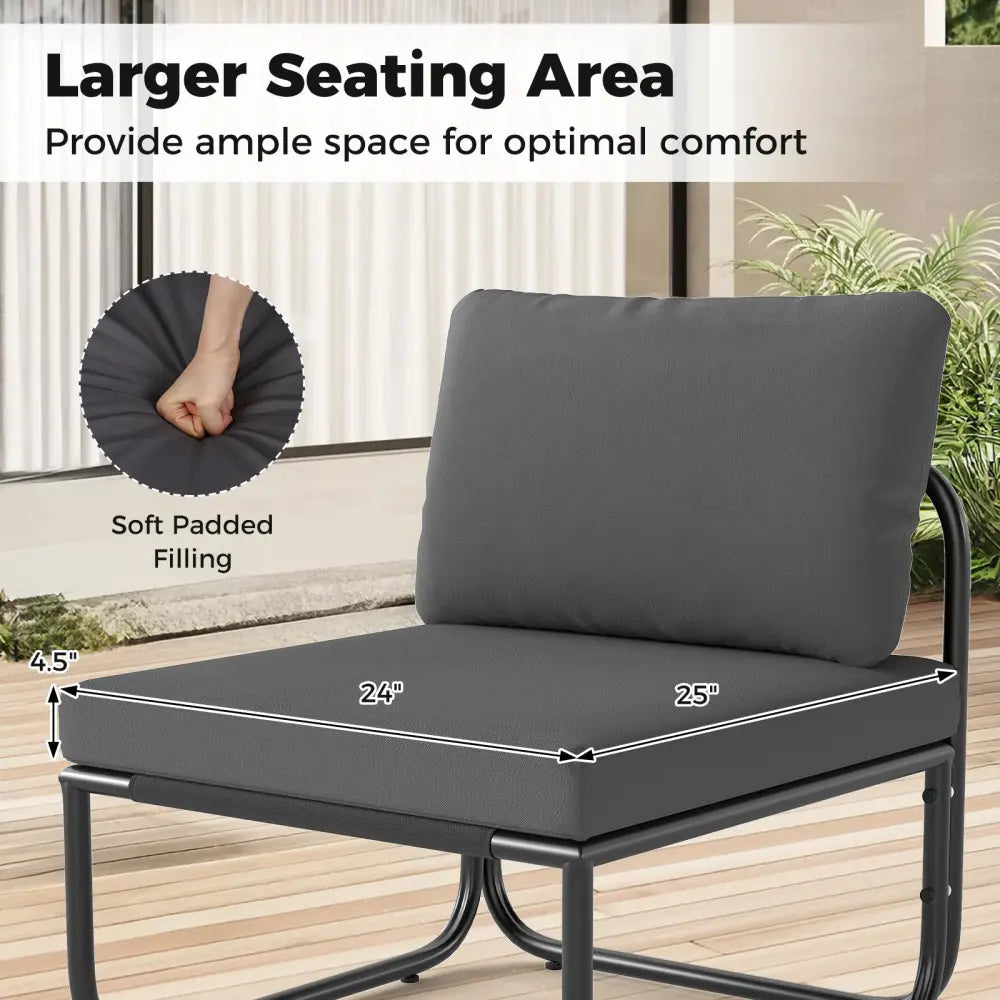 4 Pieces Patio Furniture Set with Cushions and Coffee Table-Gray - Gray - Patio Conversation Sets