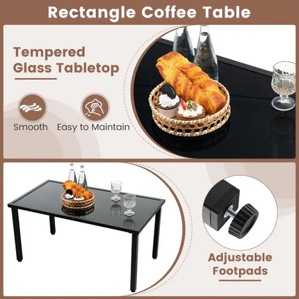 4 Pieces Patio Furniture Set with Heavy Duty Galvanized Metal Frame-Brown - Brown - Patio Dining Sets