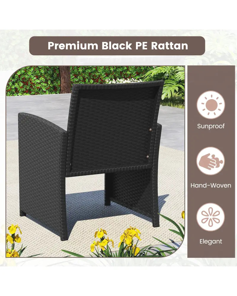 4 Pieces Patio Furniture Set with Tempered Glass Tabletop and Removable Cushion-White - White - Patio Conversation Sets