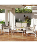 4 Pieces Patio Furniture Set with Thick Cushions and a Coffee Table-Gray - Gray - Patio Conversation Sets