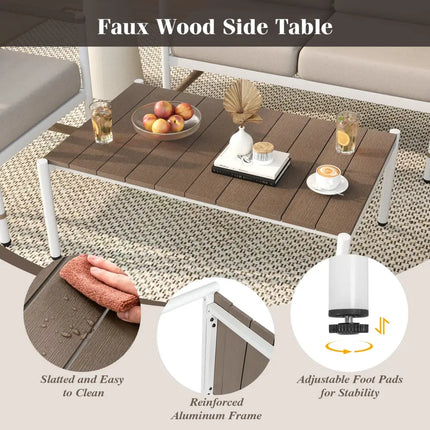 4 Pieces Patio Furniture Set with Thick Cushions and a Coffee Table-Gray - Gray - Patio Conversation Sets