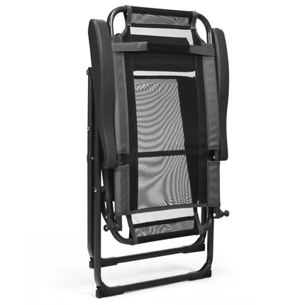 4 Pieces Patio Garden Adjustable Reclining Folding Chairs with Headrest-Gray - Gray - Patio Dining Chairs