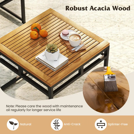 4 Pieces Patio L-Shaped Sofa Set with Cushions and Side Table-Brown - Brown - Patio Conversation Sets