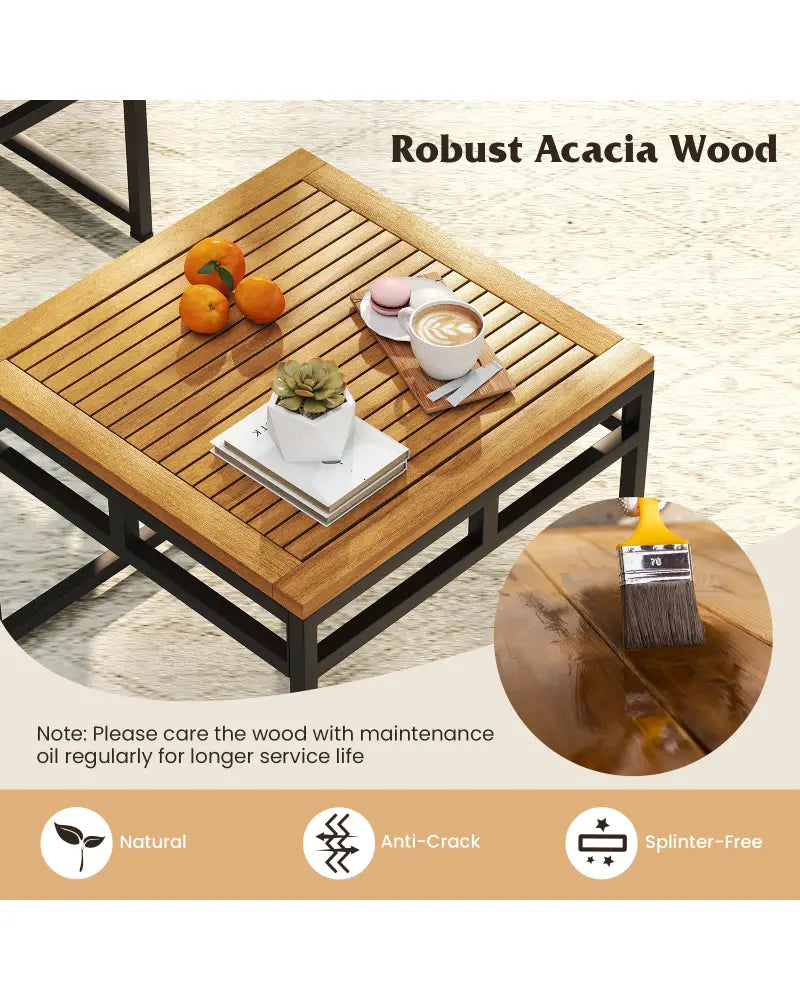 4 Pieces Patio L-Shaped Sofa Set with Cushions and Side Table-Brown - Brown - Patio Conversation Sets