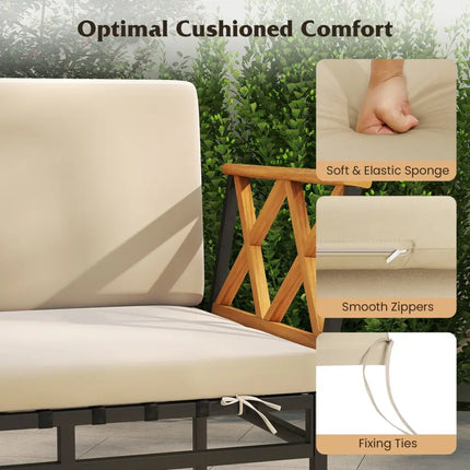 4 Pieces Patio L-Shaped Sofa Set with Cushions and Side Table-Brown - Brown - Patio Conversation Sets