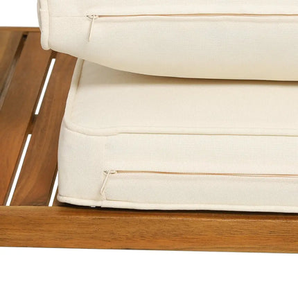4 Pieces Patio Rattan Conversation Set with Seat and Back Cushions-Off White - Off White - Patio Conversation Sets