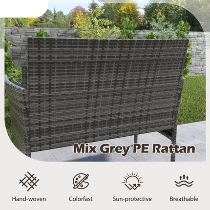 4 Pieces Patio Rattan Conversation Set with Tempered Glass Coffee Table-Gray - Gray - Patio Conversation Sets