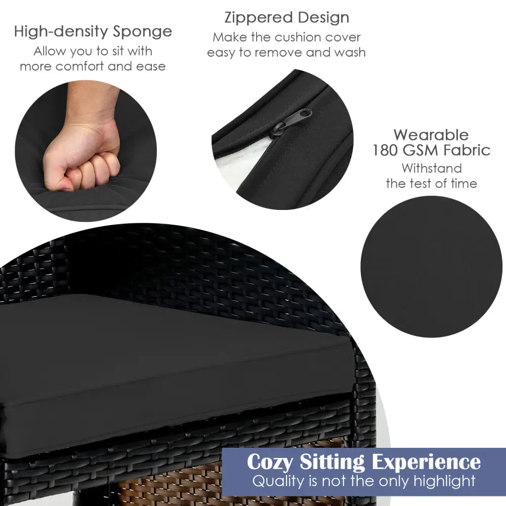 4 Pieces Patio Rattan Cushioned Furniture Set with Coffee Table-Black - Black - Patio Furniture Sets