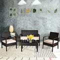 4 Pieces Patio Ratten Conversation Set with Loveseat Sofas and Coffee Table - Multicolor - Patio Conversation Sets