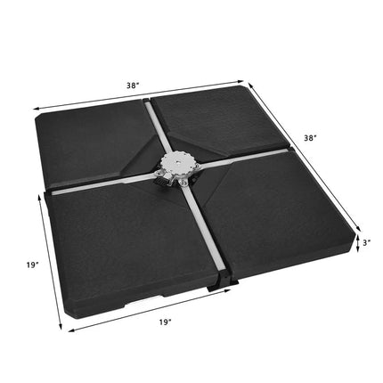 4 Pieces Square Fillable Patio Umbrella Base Set with Handle and Funnel - Black - Outdoor Umbrella Bases