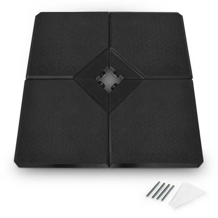 4 Pieces Square Fillable Patio Umbrella Base Set with Handle and Funnel - Black - Outdoor Umbrella Bases