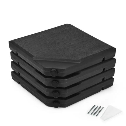 4 Pieces Square Fillable Patio Umbrella Base Set with Handle and Funnel - Black - Outdoor Umbrella Bases