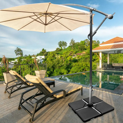 4 Pieces Square Fillable Patio Umbrella Base Set with Handle and Funnel - Black - Outdoor Umbrella Bases