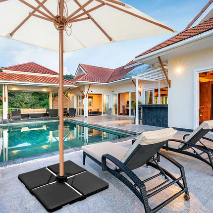 4 Pieces Square Fillable Patio Umbrella Base Set with Handle and Funnel - Black - Outdoor Umbrella Bases