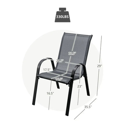 4 Pieces Stackable Patio Dining Chairs Set with Armrest-Gray - Gray - Patio Dining Chairs