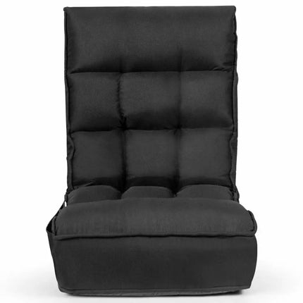 4-Position Adjustable Floor Chair Folding Lazy Sofa-Black Costway