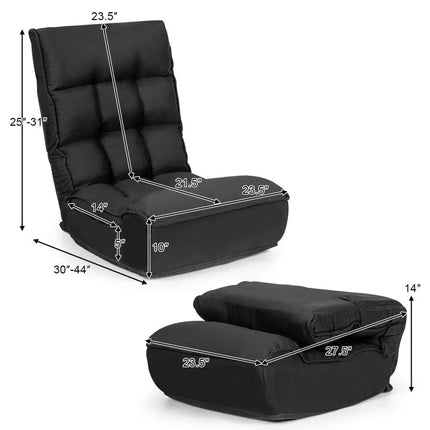 4-Position Adjustable Floor Chair Folding Lazy Sofa-Black Costway