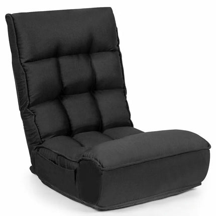 4-Position Adjustable Floor Chair Folding Lazy Sofa-Black Costway