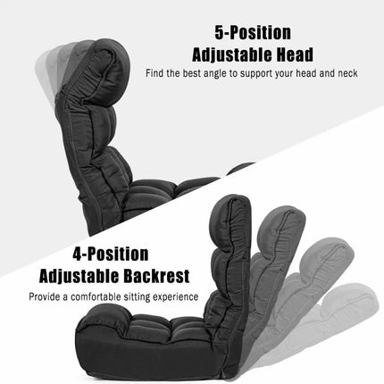 4-Position Adjustable Floor Chair Folding Lazy Sofa-Black Costway