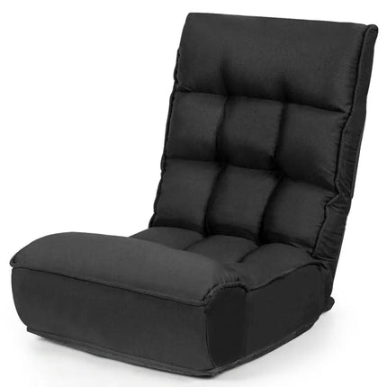 4-Position Adjustable Floor Chair Folding Lazy Sofa-Black Costway