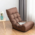 4-Position Adjustable Floor Chair Folding Lazy Sofa-Coffee - Coffee - Floor Chairs